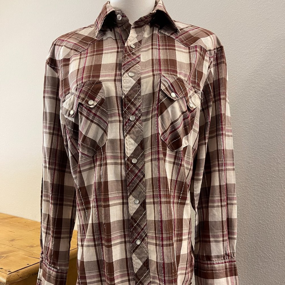 Vintage 1980's Rustler by Wrangler Western Pearl Snap Shirt-Sz L